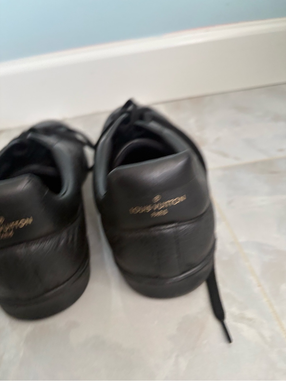 Louis Vuitton Black Leather Low-Top Lace-Up Sneakers - Picture 3 of 6